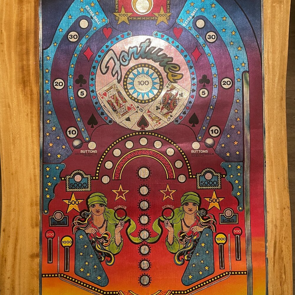 Vtg Fortune Teller Pinball Machine Playfield Poster Lot of 3 Mancave
